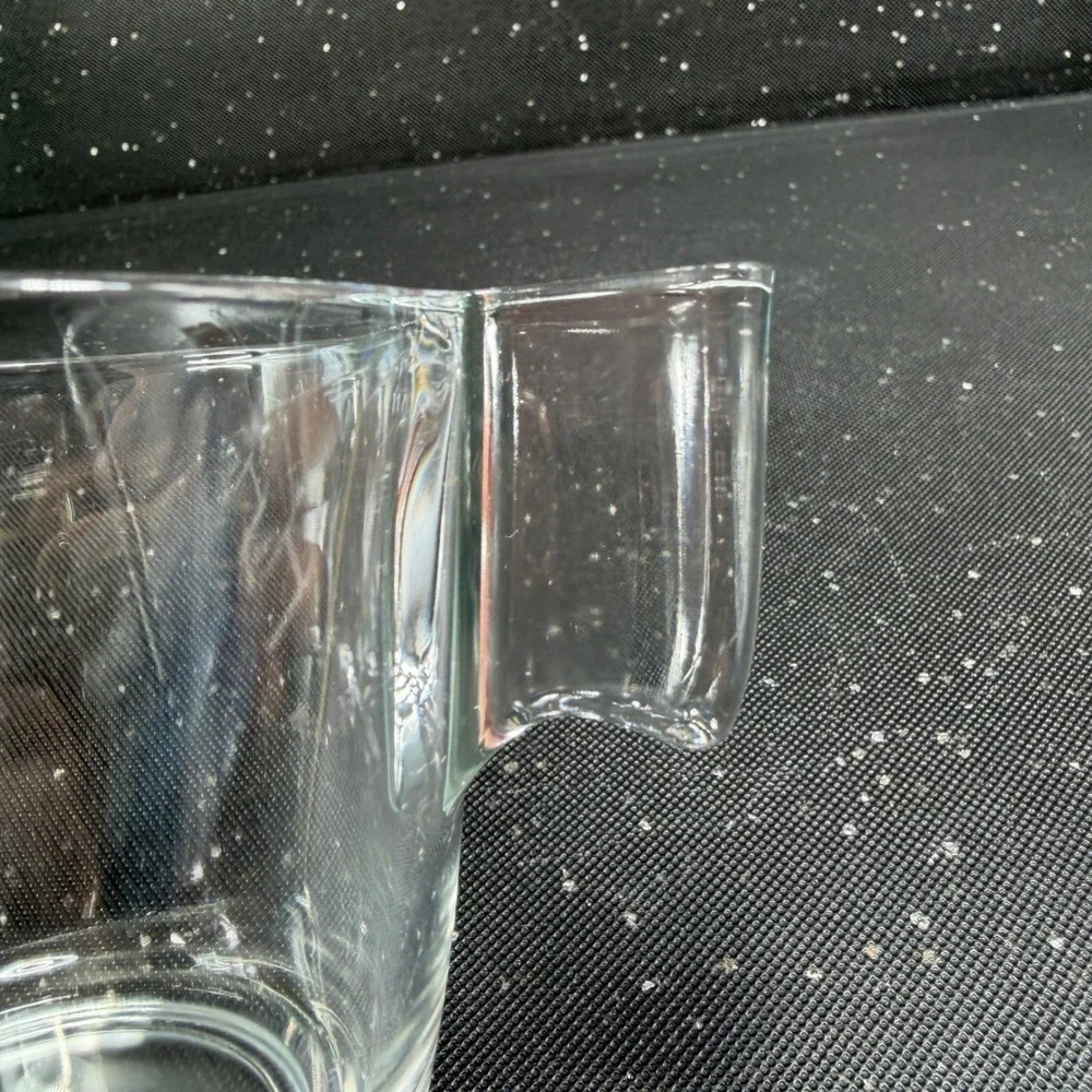 IKEA Clear Glass Coffee Mugs Set of 4 Stackable Square Handle 22648 2.75in Tall